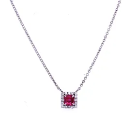 Ruby & diamond square necklace