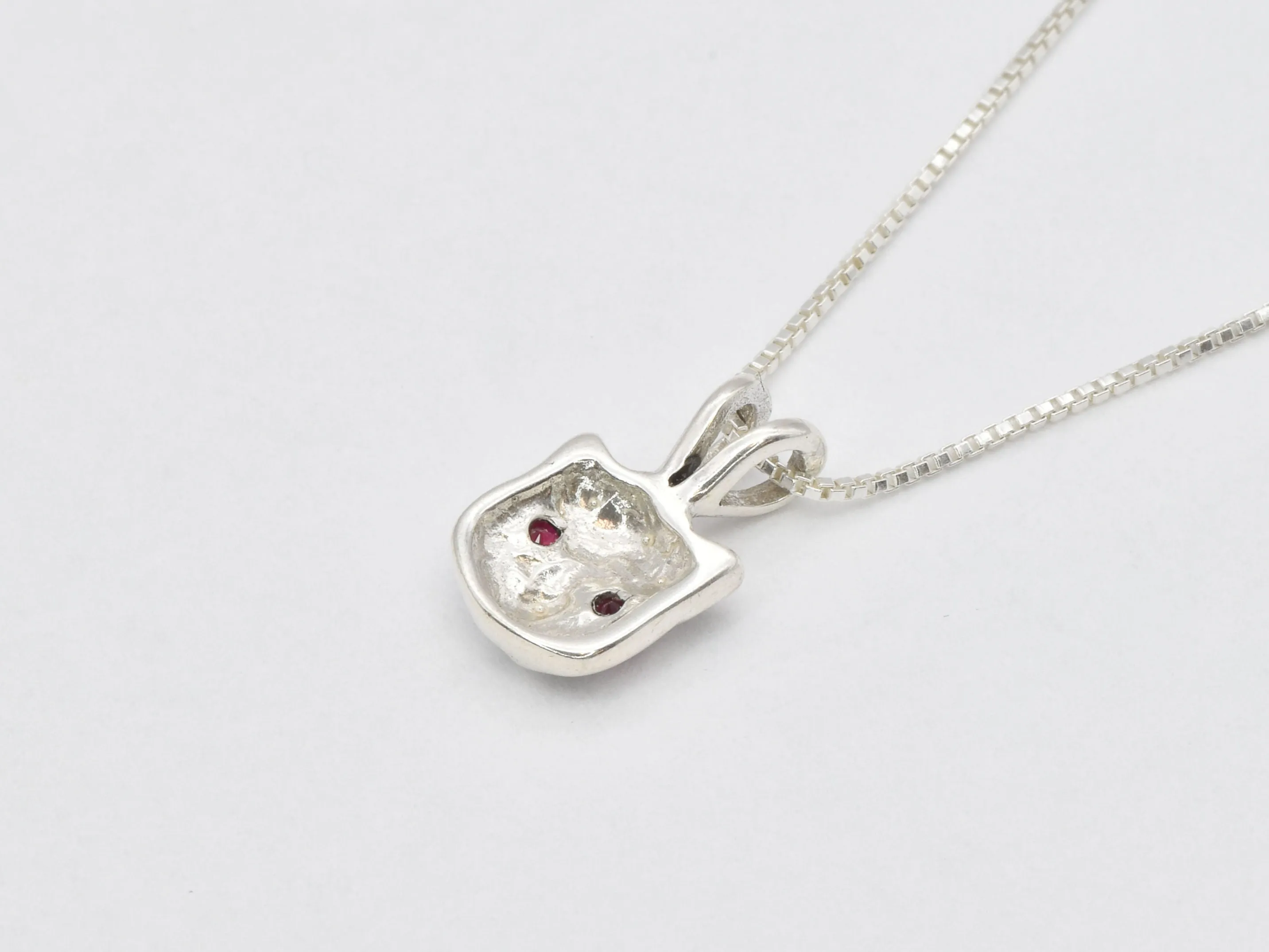 Ruby Cat Pendant - Red Eyed Cat Necklace, Feline Love Pendant