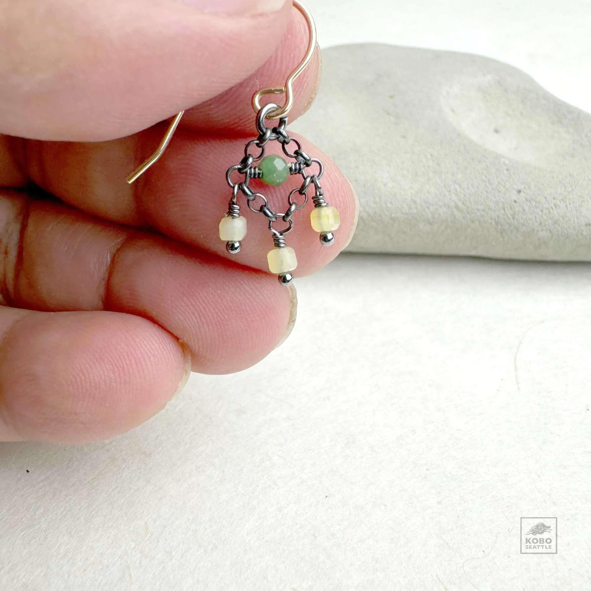 Ruby Fuchsite   Yellow Opal Earrings