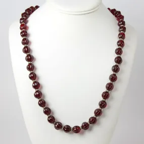 Ruby Glass Bead Necklace with Rondelles