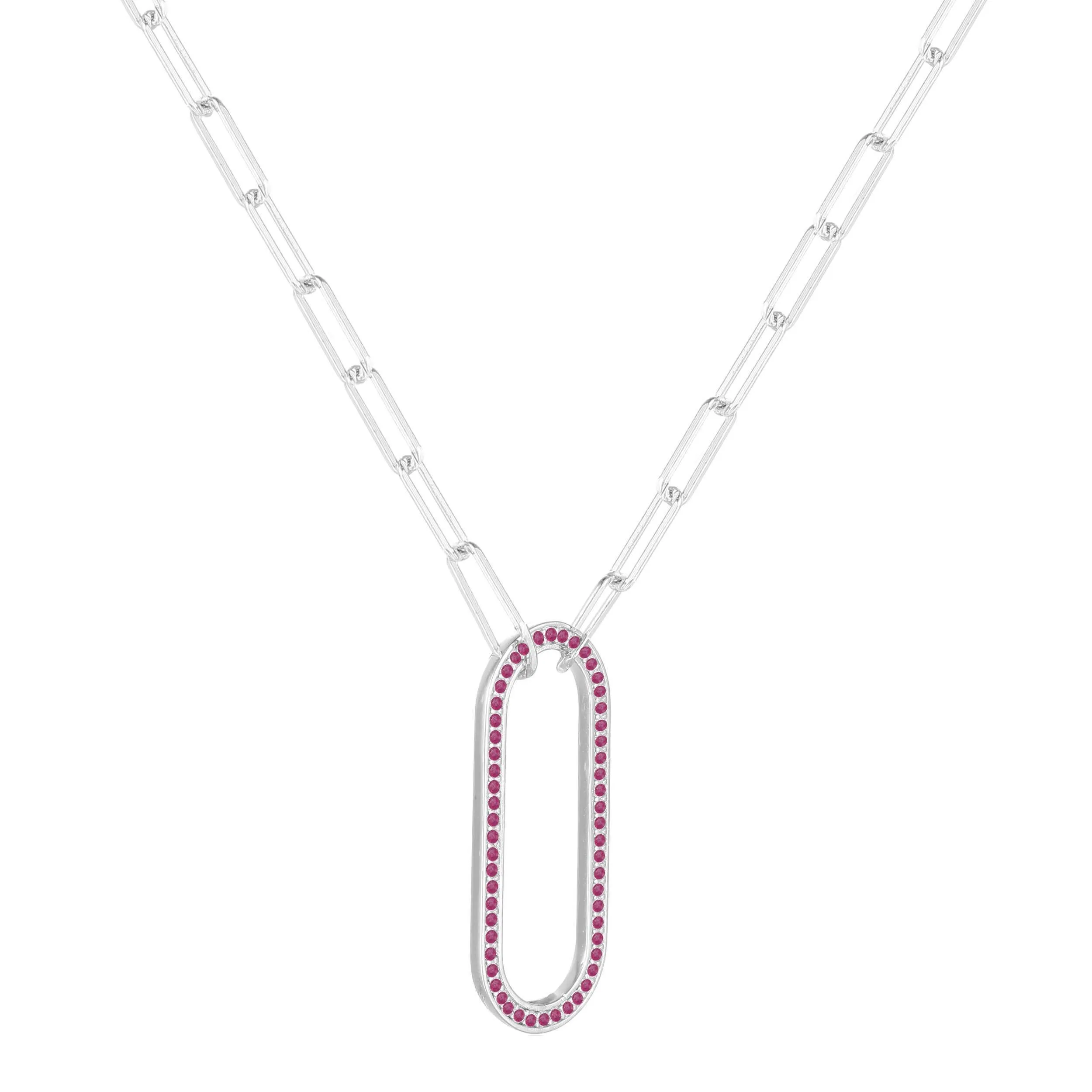 Ruby Oval Bar Necklace