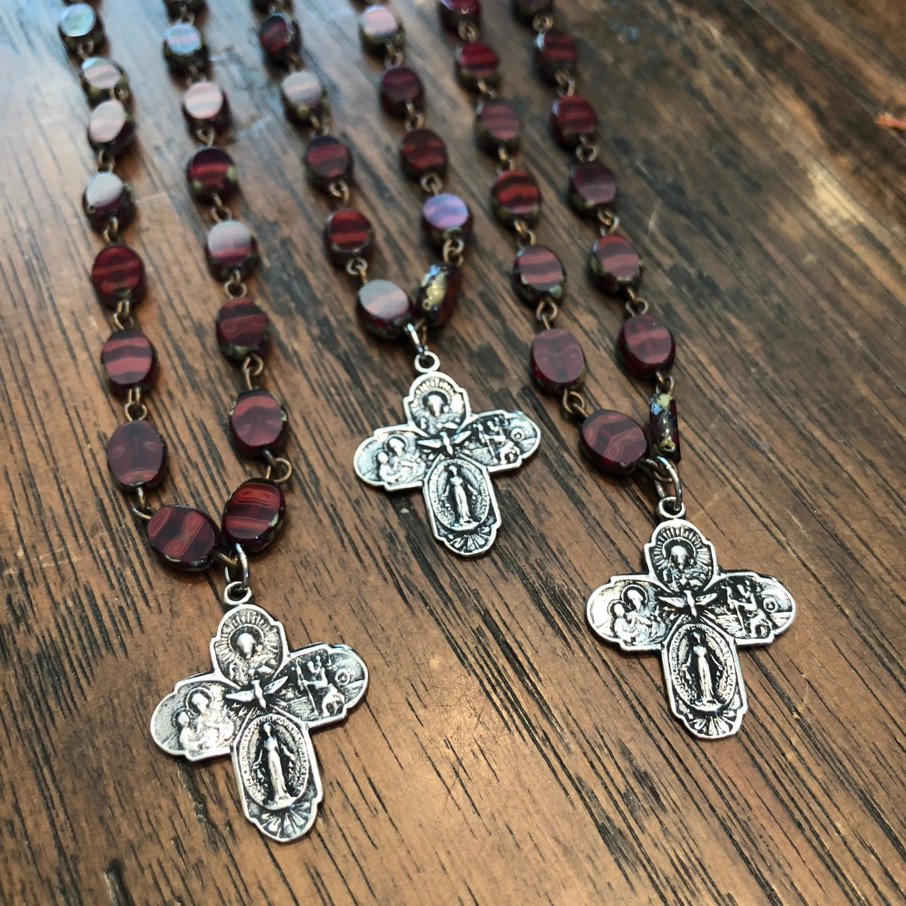 Ruby Red 5 Way Cross Necklace