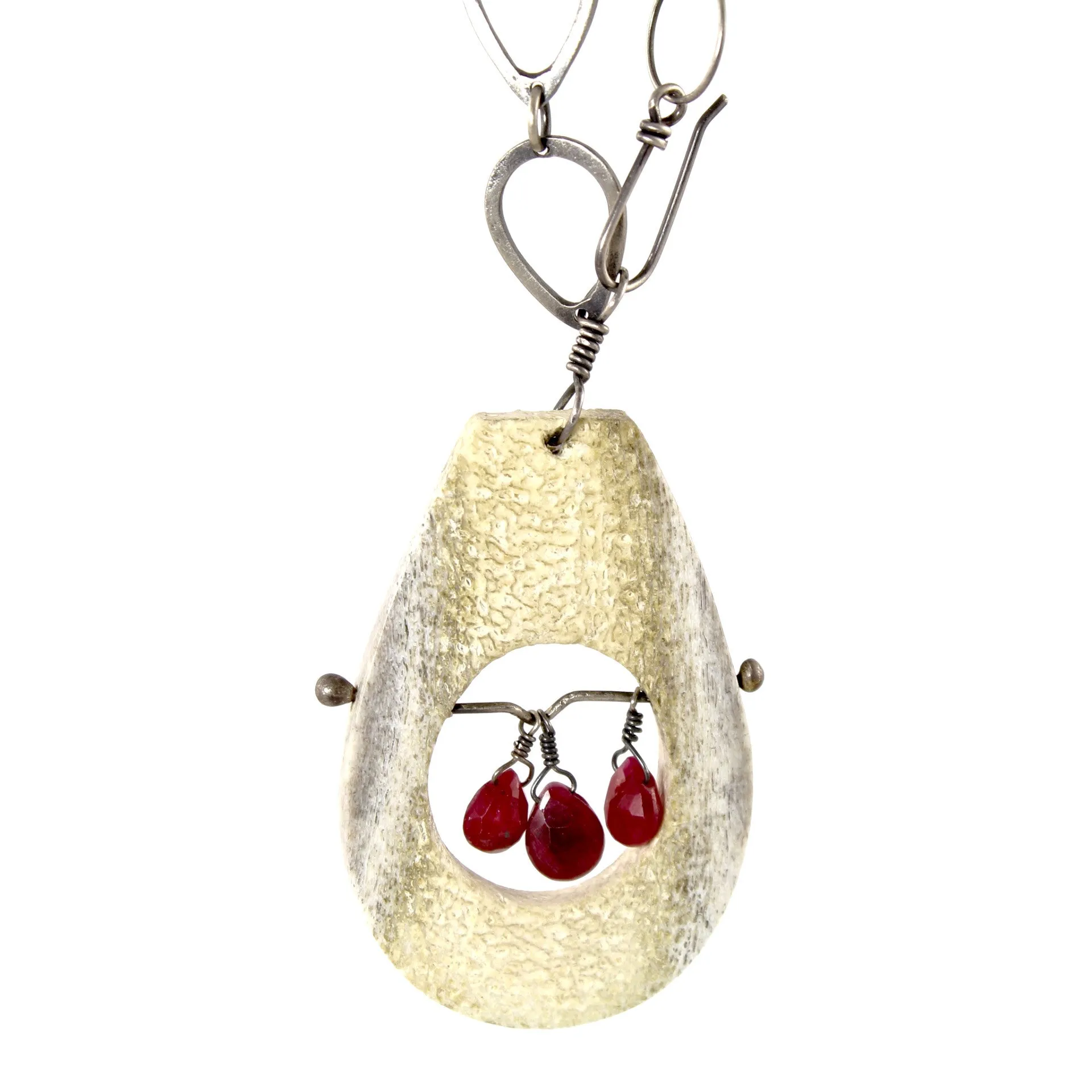 SALE! Shed Antler with Ruby Necklace by Eric Silva