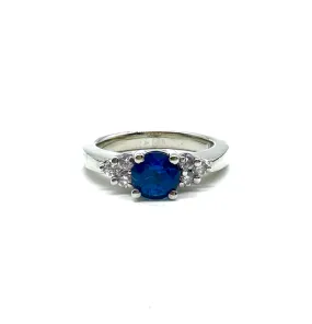 Sapphire and diamond trellis ring