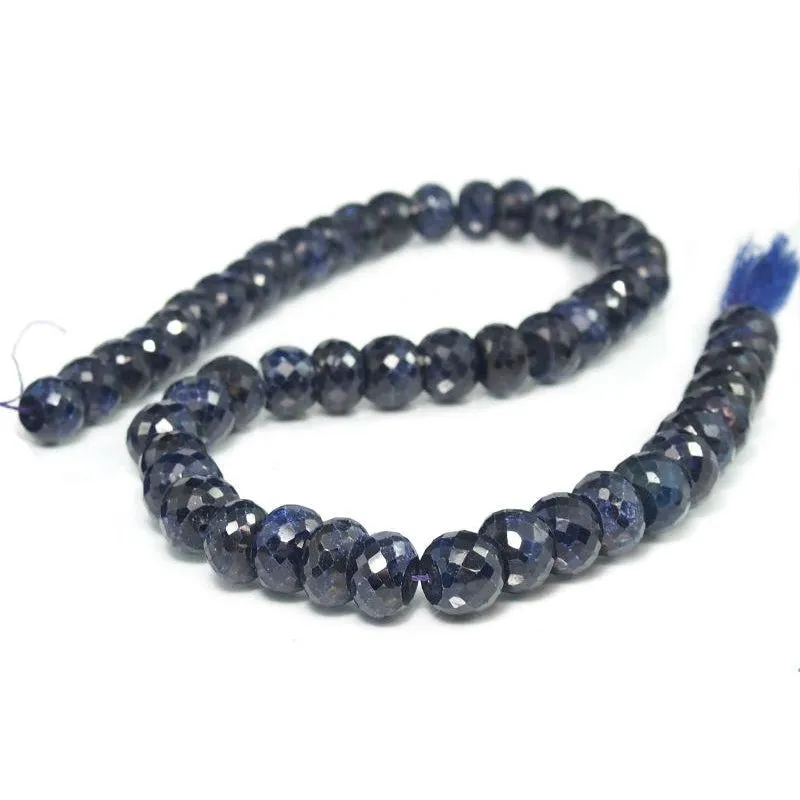 Sapphire Faceted Rondelles 9-10mm Strand