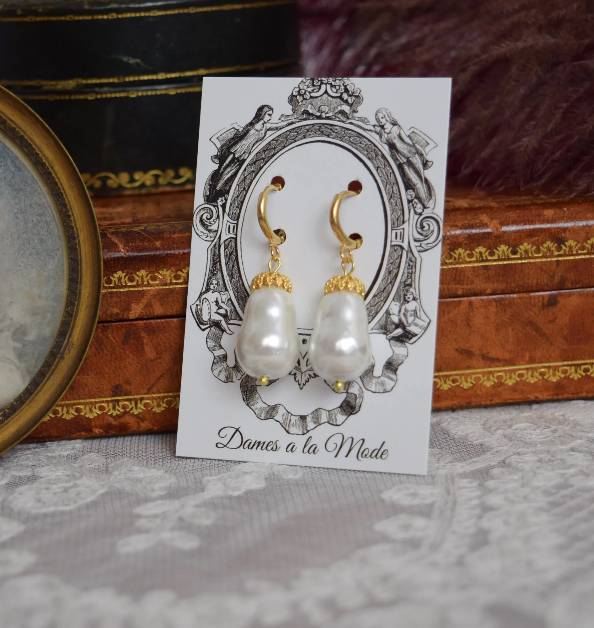 Shell Pearl Baroque Earring with Filigree