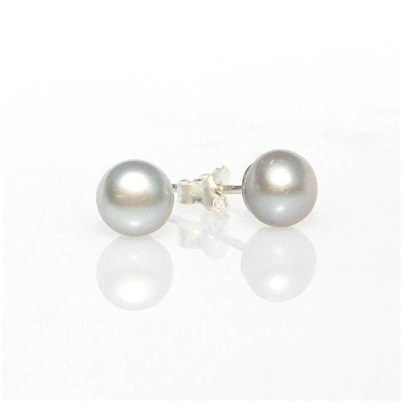 Silver Pearl Studs 8mm