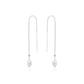 Silver Pearl Threader Earrings