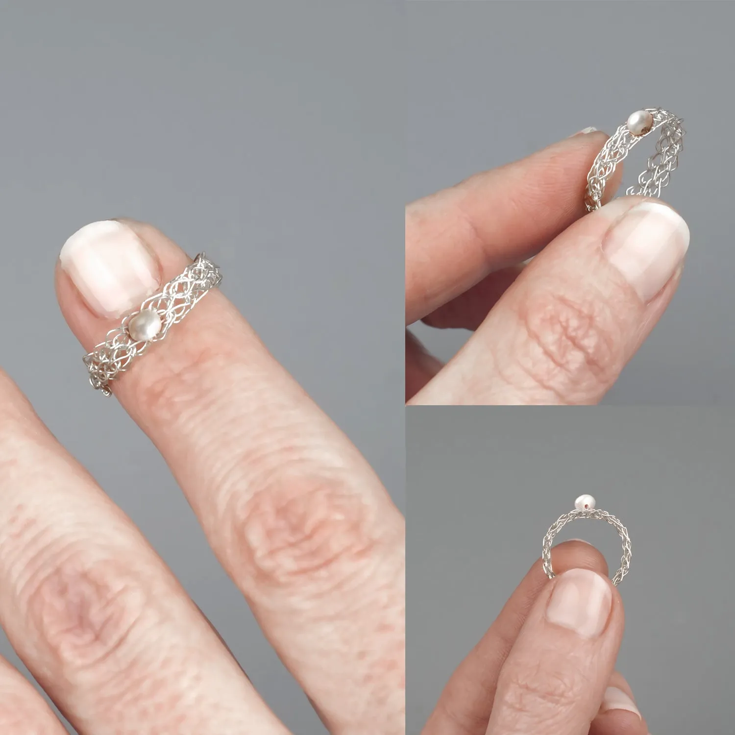 Silver ring with a pearl