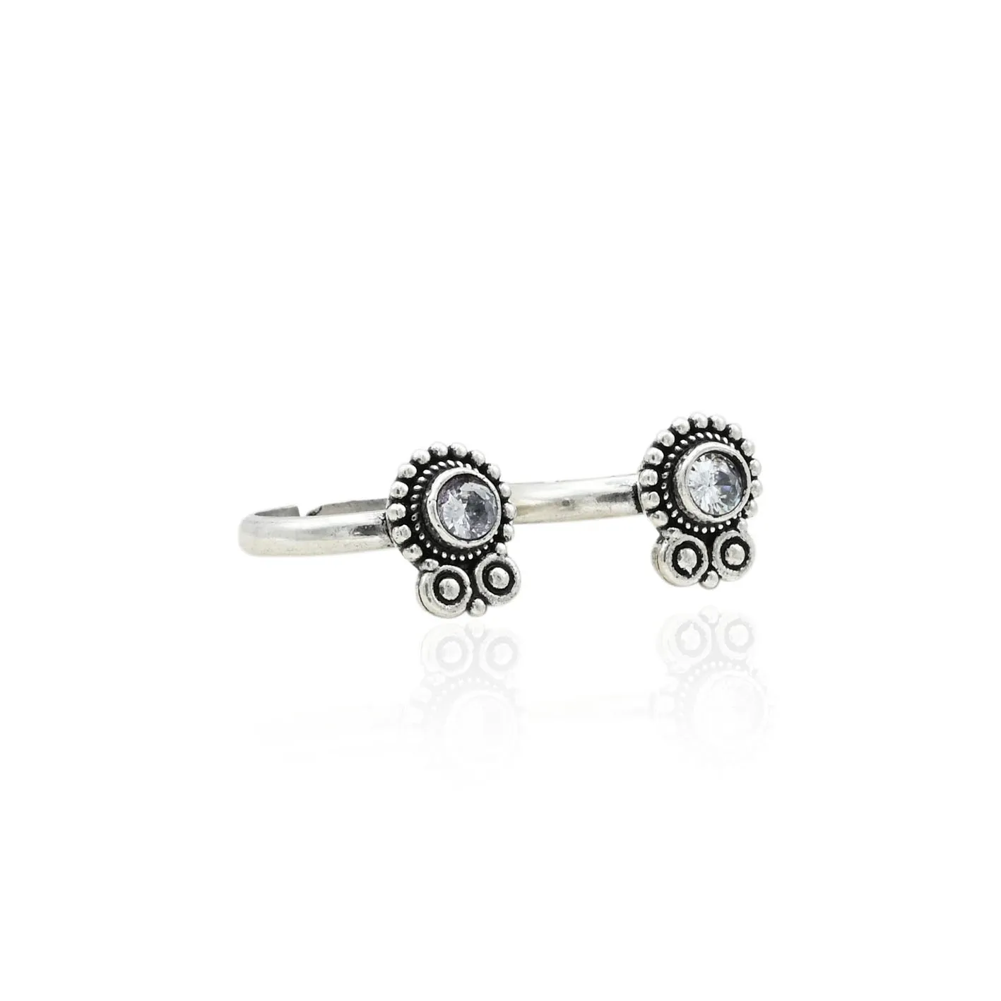 Silver Studded Crowny Shiny Toe Rings