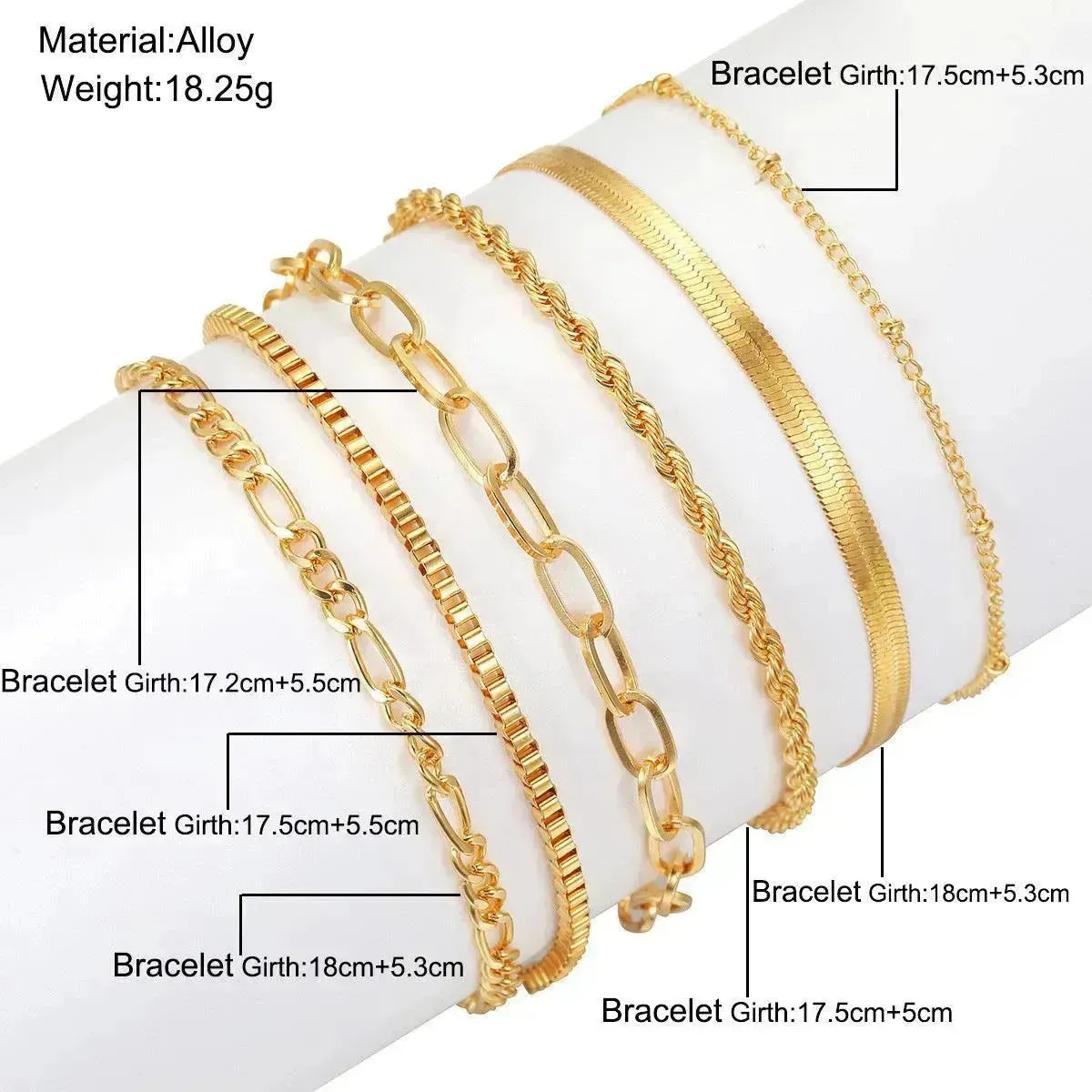 Simple Metal Multi-layer Bracelet Six-piece Set