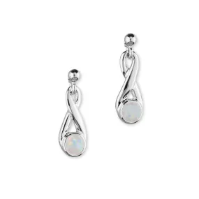 Simply Stylish Sterling Silver & White Opal Knot Drop Earrings, SE171