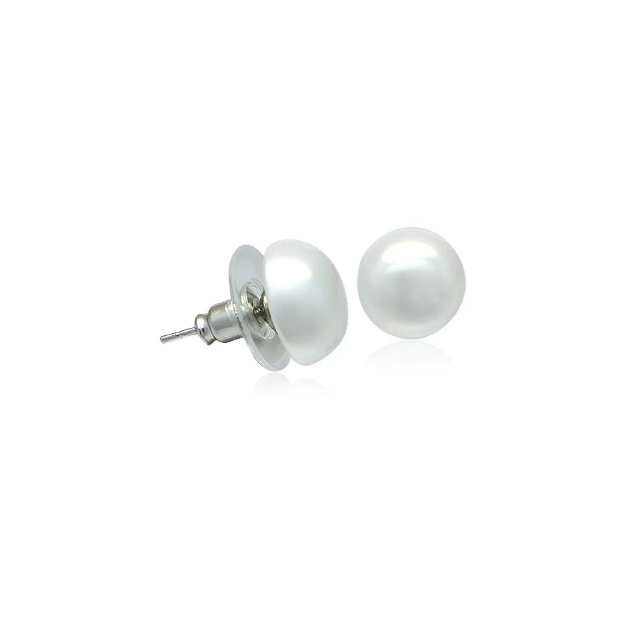 Simulated Pearl 12mm Button Earring