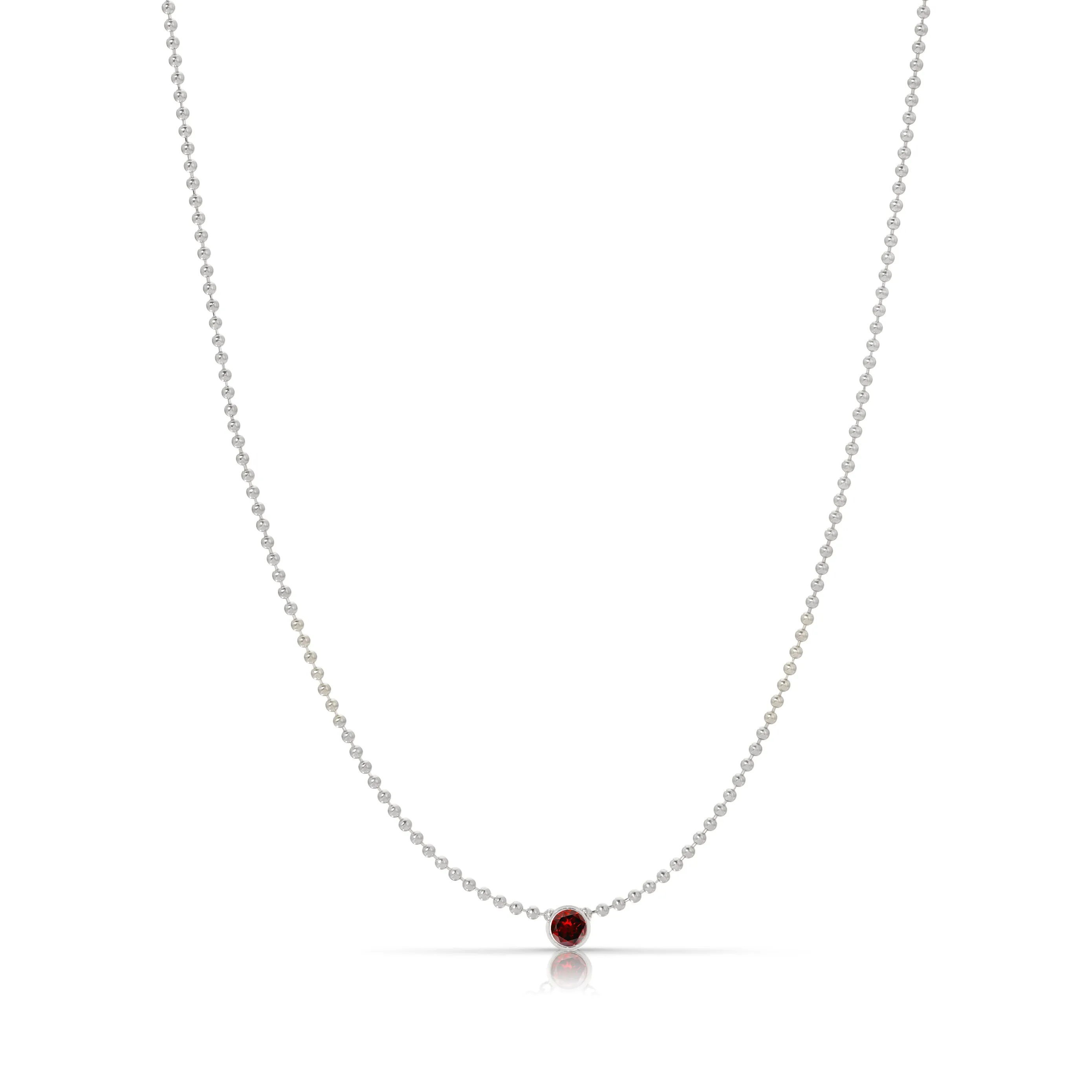 Single Birthstone Layering Necklace - White Gold