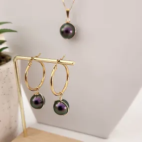 Single Caged - Iridescent Purple Swarovski Pearl's set