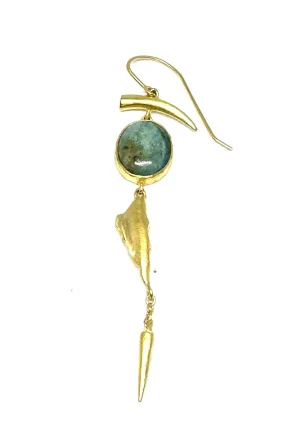 Single Mix and Match Peruvian Opal Earring with Weathered Cast Shard