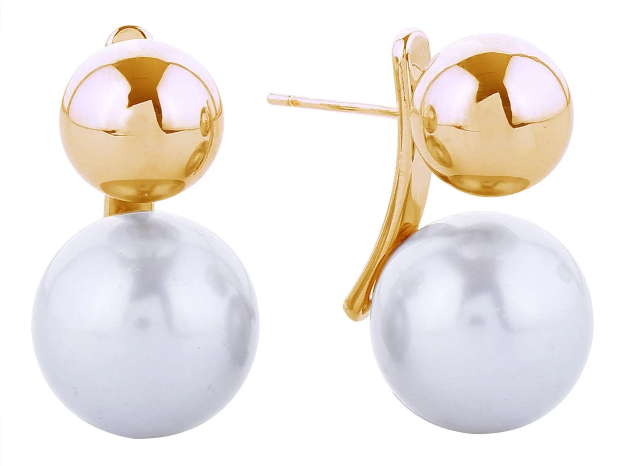 SJE310957 14K Pearl Ball Drop Post Earrings