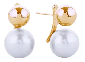 SJE310957 14K Pearl Ball Drop Post Earrings