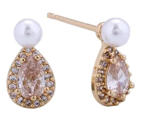 SJE311107 14K Dipped Pearl Drop Cut Post Earrings