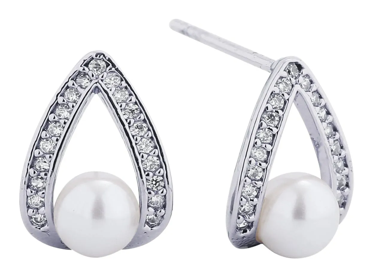 SJE311113 14K Dipped Clamped Pearl Post Earrings