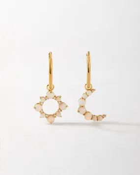 Solar Crescent Opal Drop Earrings