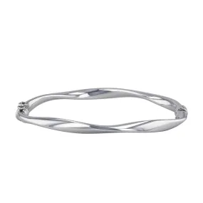 Soleil Collection Wave Bangle | 9K Solid White Gold