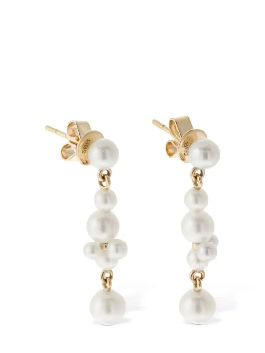 Sophie Bille Brahe   14kt &amp; pearl holly splash earrings 