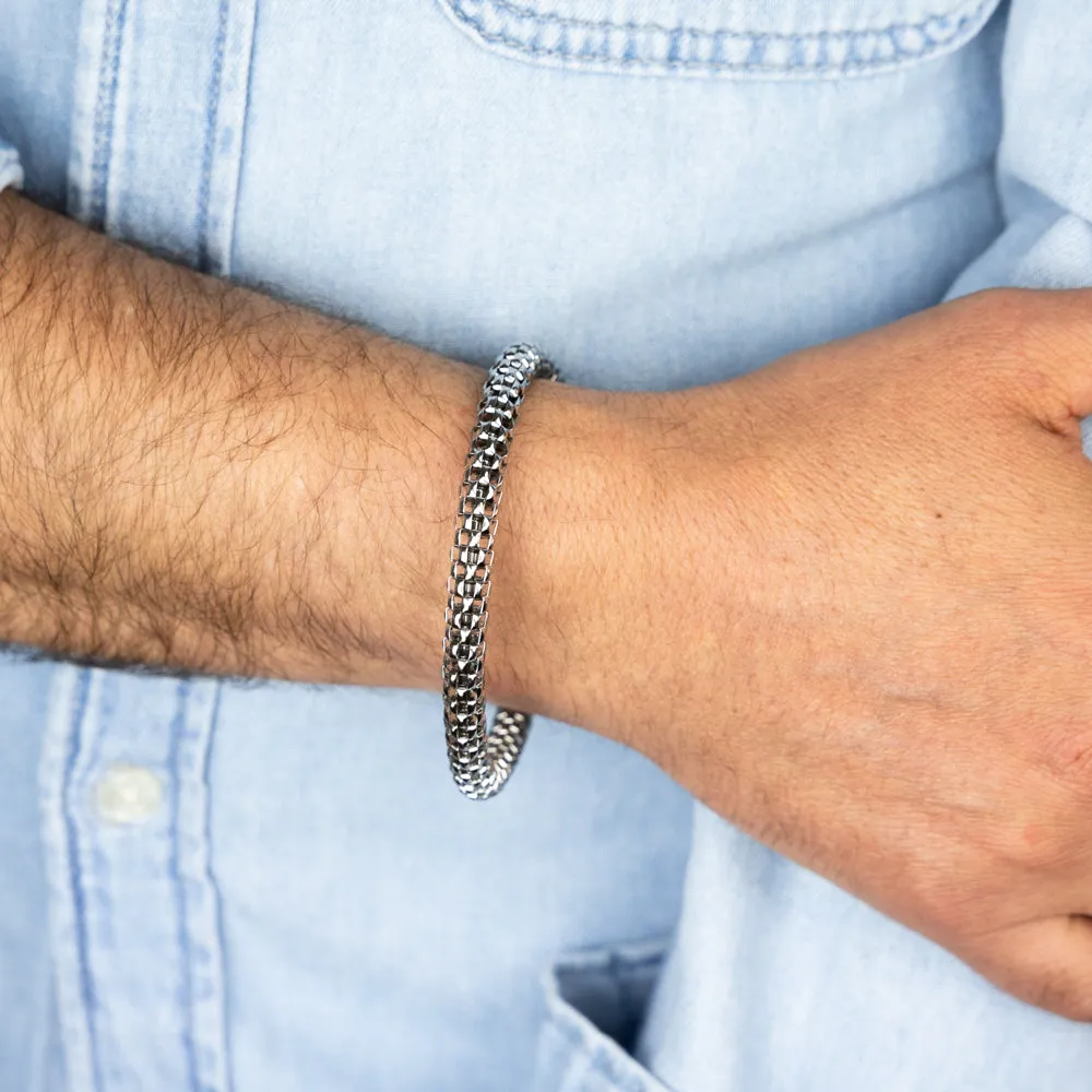 Stainless Steel Textured Open Fancy Bangle