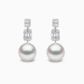 Starlight 18K Gold Pearl and Diamond Drop Lunar Earrings