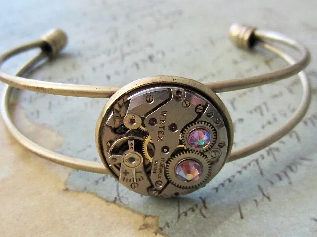 Steampunk Bracelet - In the Works - Steampunk watch parts cuff