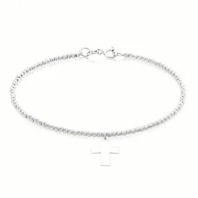 Sterling Silver 19cm Cross Bracelet