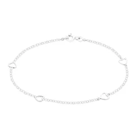 Sterling Silver 19cm with Cutout Heart Bracelet