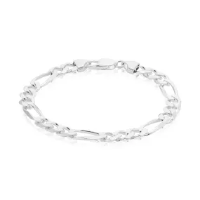 Sterling Silver 21cm 1:3 Figaro 200 Gauge Bracelet