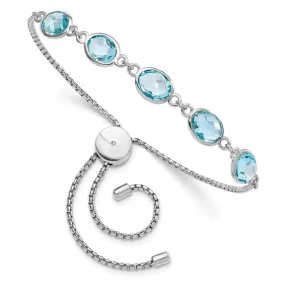 Sterling Silver Blue Topaz Adjustable Bolo Bracelet