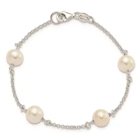 Sterling Silver FW Cultured 8MM Pearl Station Bracelet