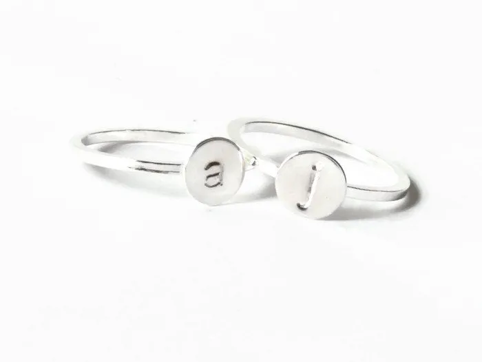 Sterling silver initial ring • Custom monogram ring