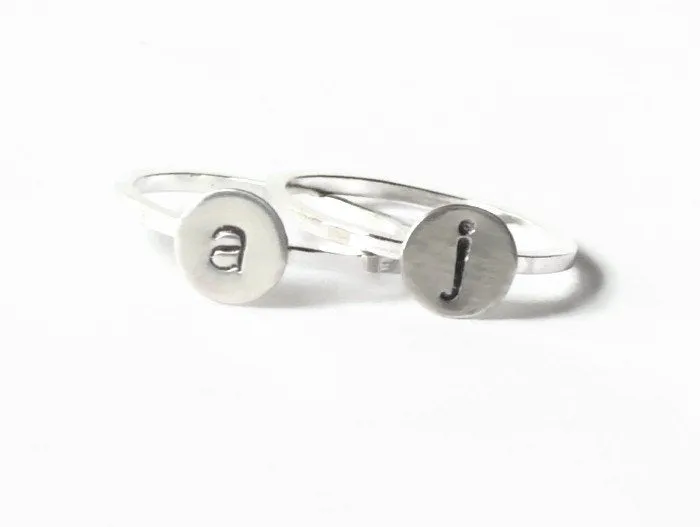 Sterling silver initial ring • Custom monogram ring