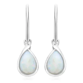 Sterling Silver Pear Cut 8x6mm Opal Earrings