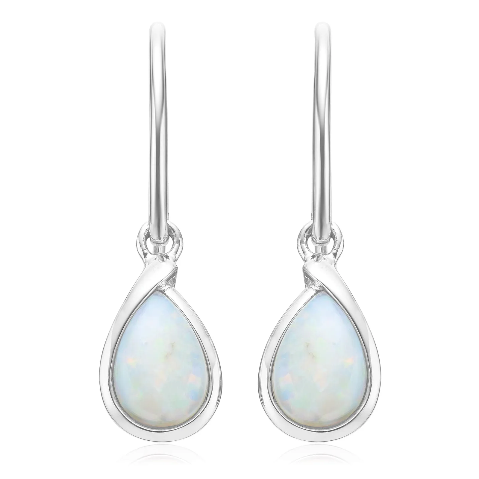 Sterling Silver Pear Cut 8x6mm Opal Earrings