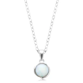 Sterling Silver Round Cut 6mm Opal Pendant