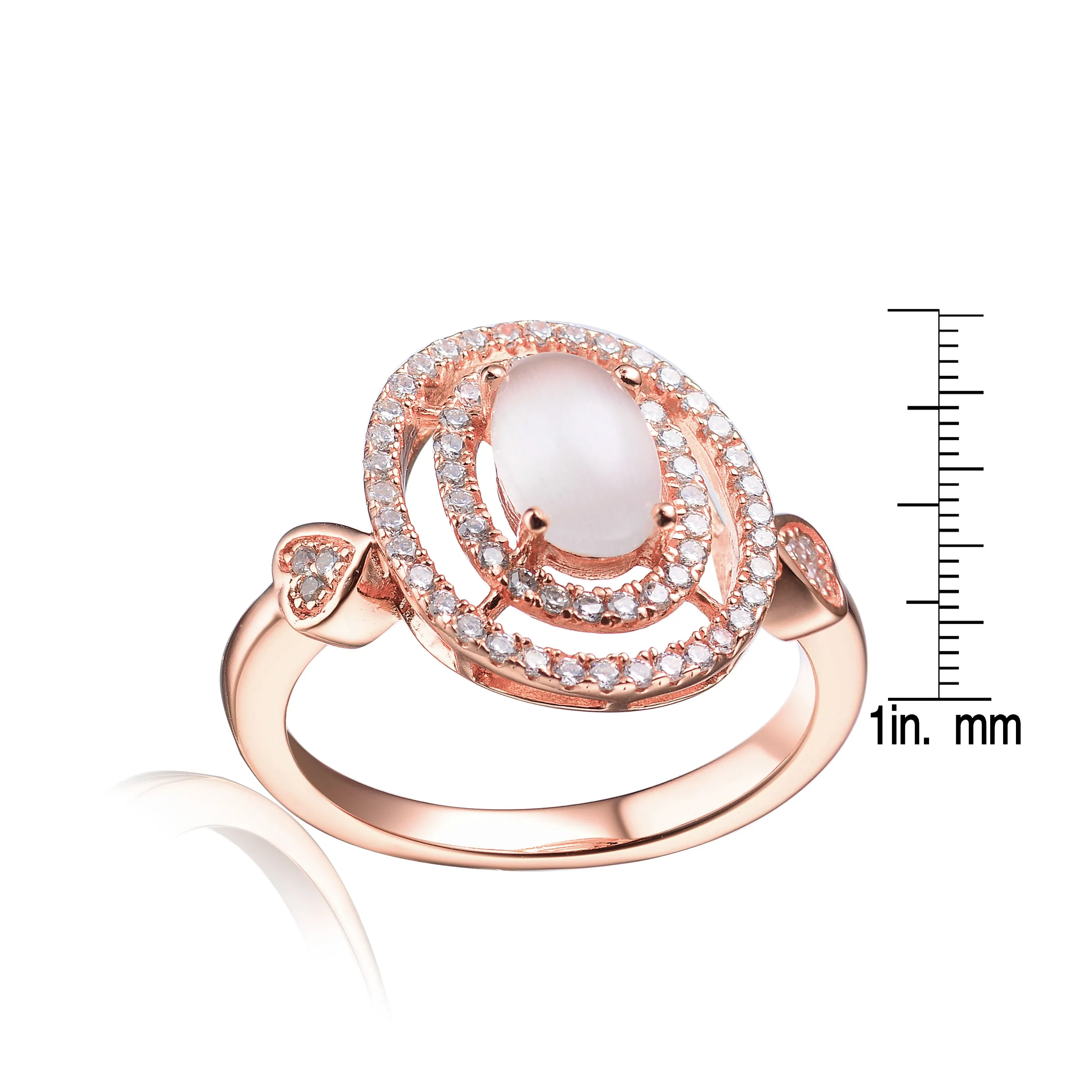 Sterling Silver White Cubic Zirconia Rose Plating Clear Pearl Ring