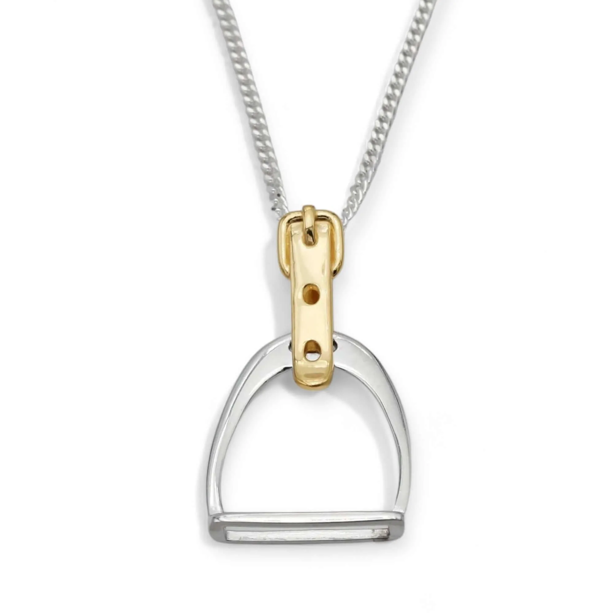 Stirrup And Buckle pendant In Sterling Silver & 18 Carat Gold Vermeil