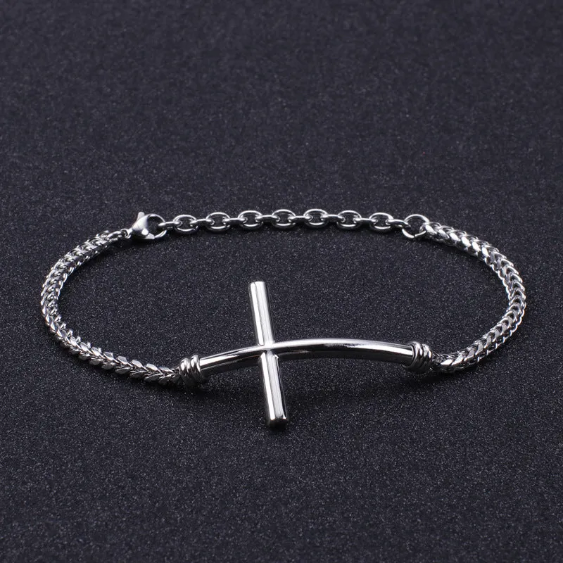 stylish titanium steel cross bracelet for versatile men