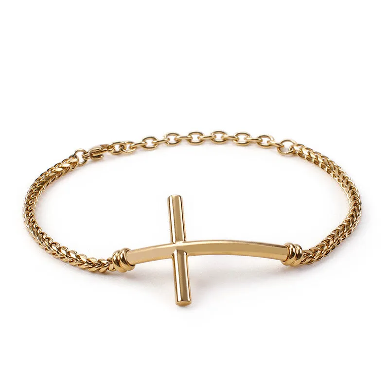 stylish titanium steel cross bracelet for versatile men