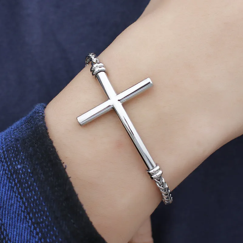 stylish titanium steel cross bracelet for versatile men