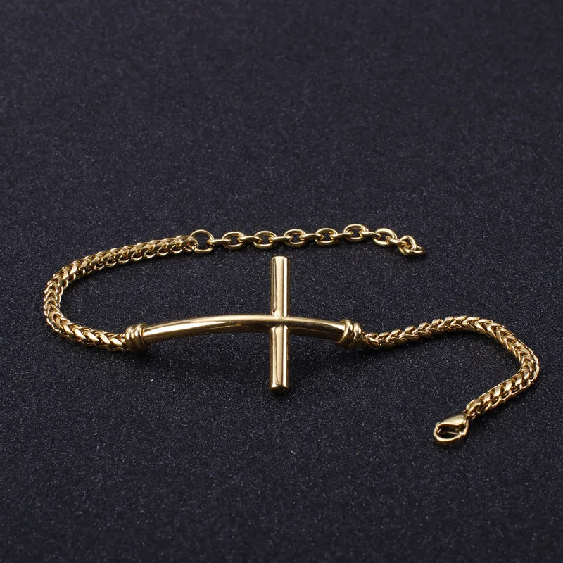 stylish titanium steel cross bracelet for versatile men