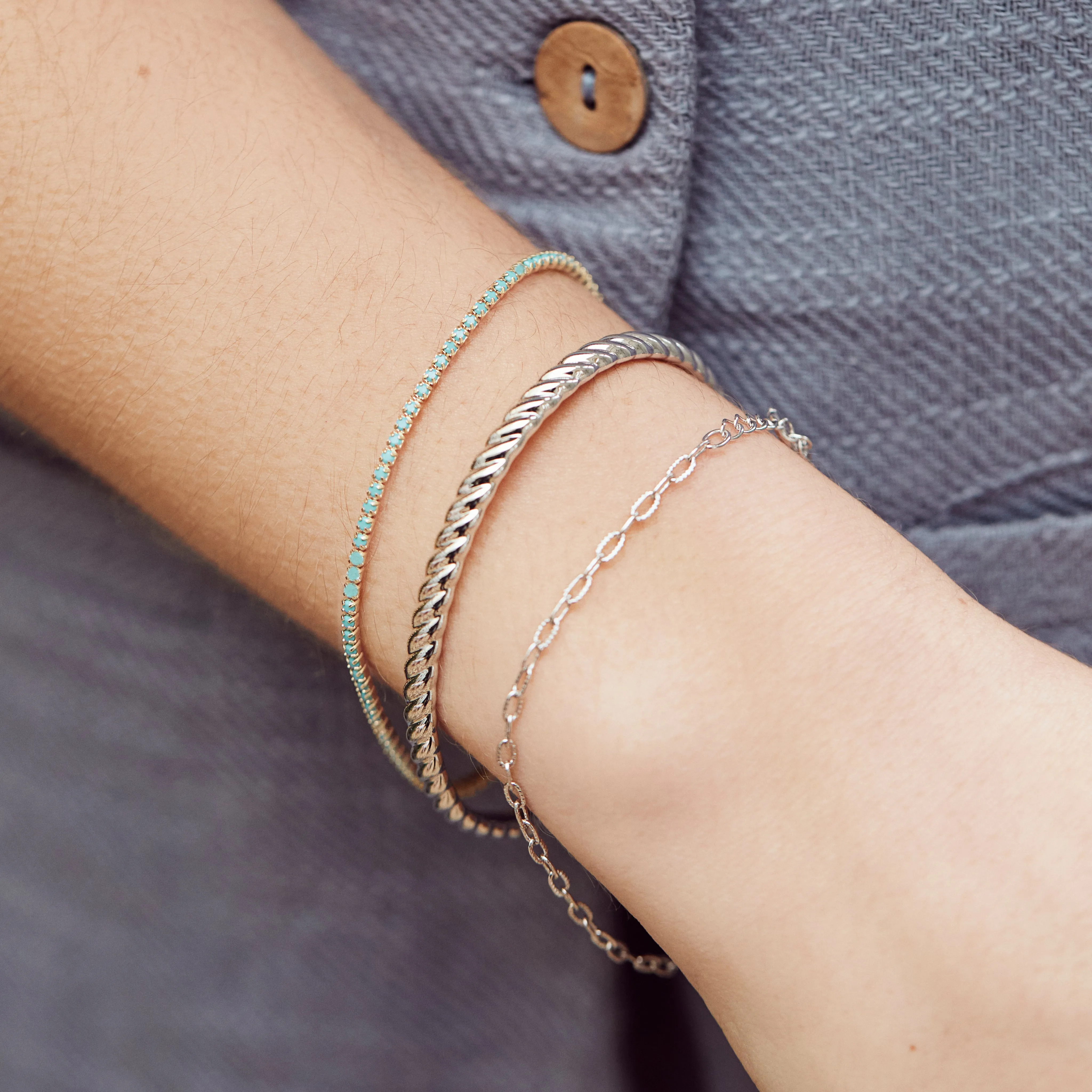 Sunray Link Chain Bracelet & Twist Cuff Set