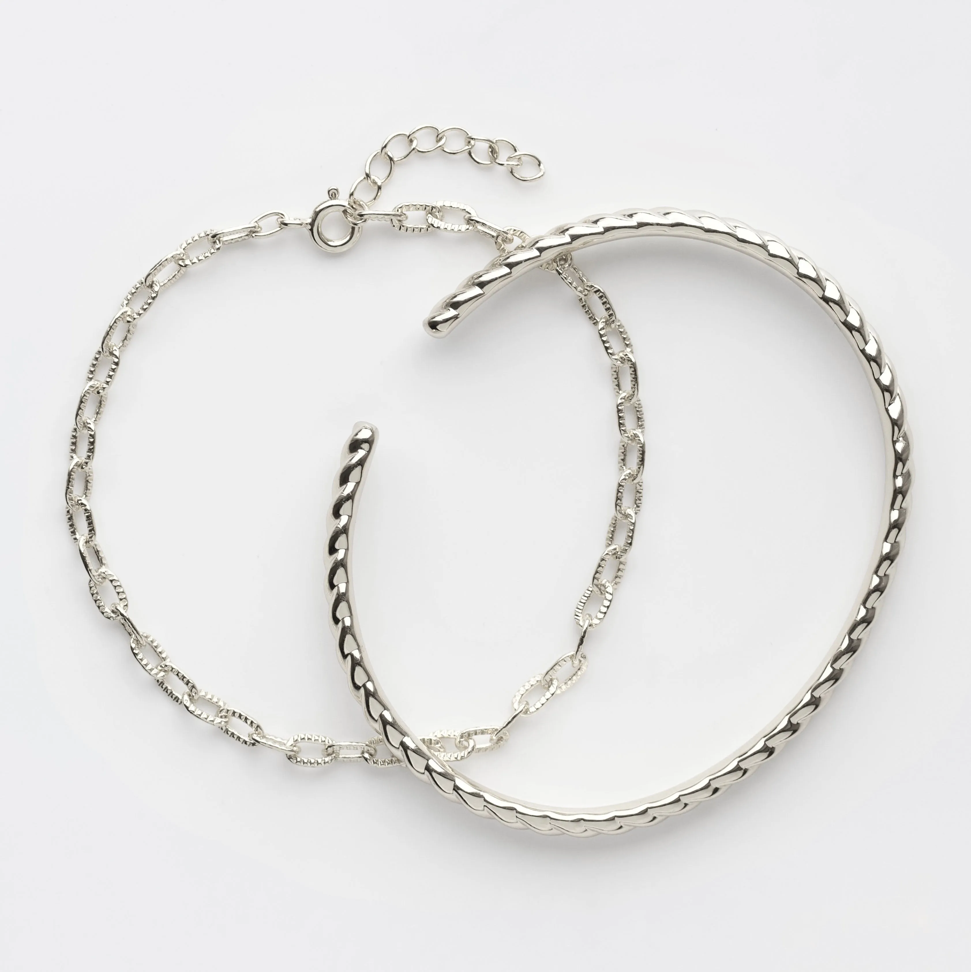 Sunray Link Chain Bracelet & Twist Cuff Set