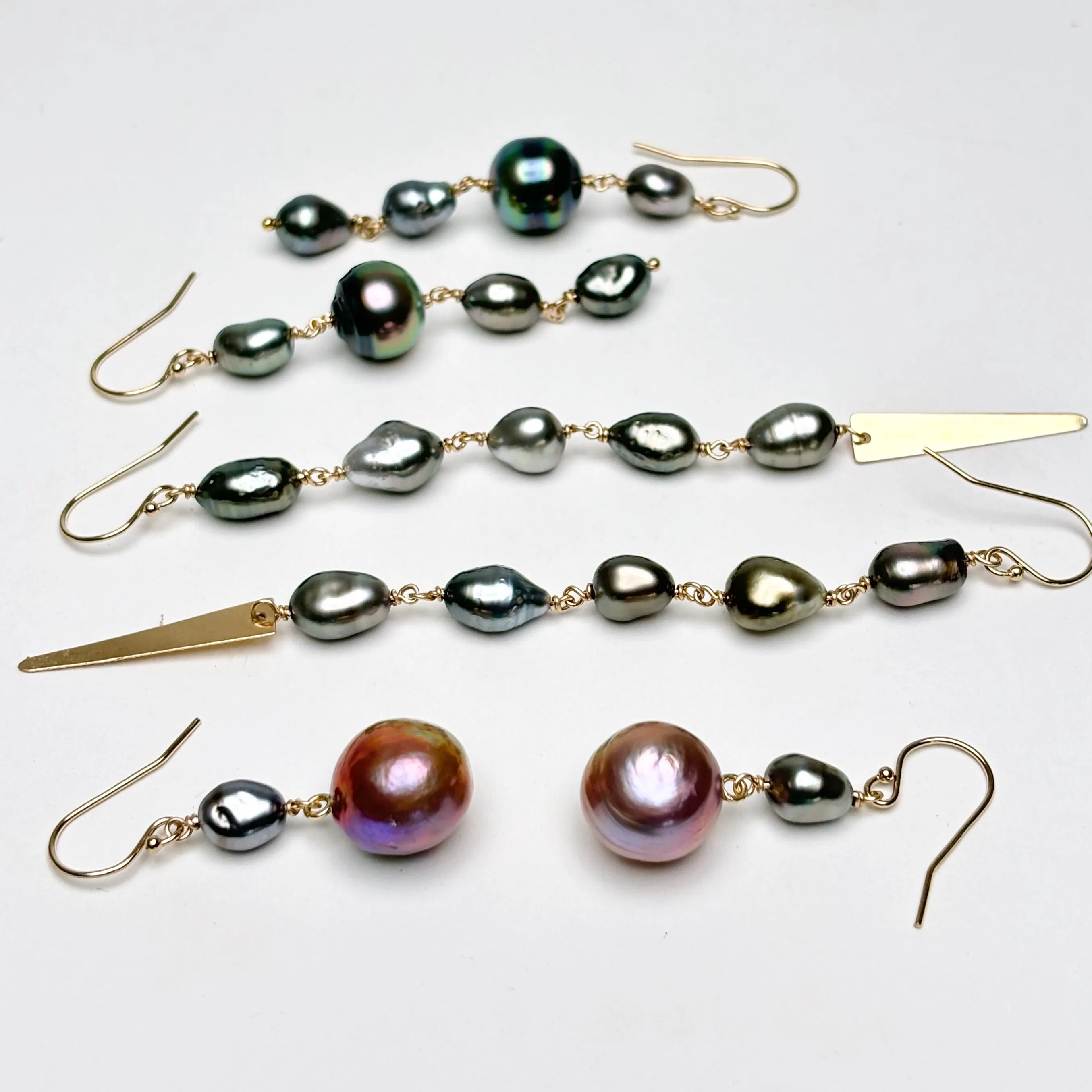 Tahitian pearl medley dangle earrings