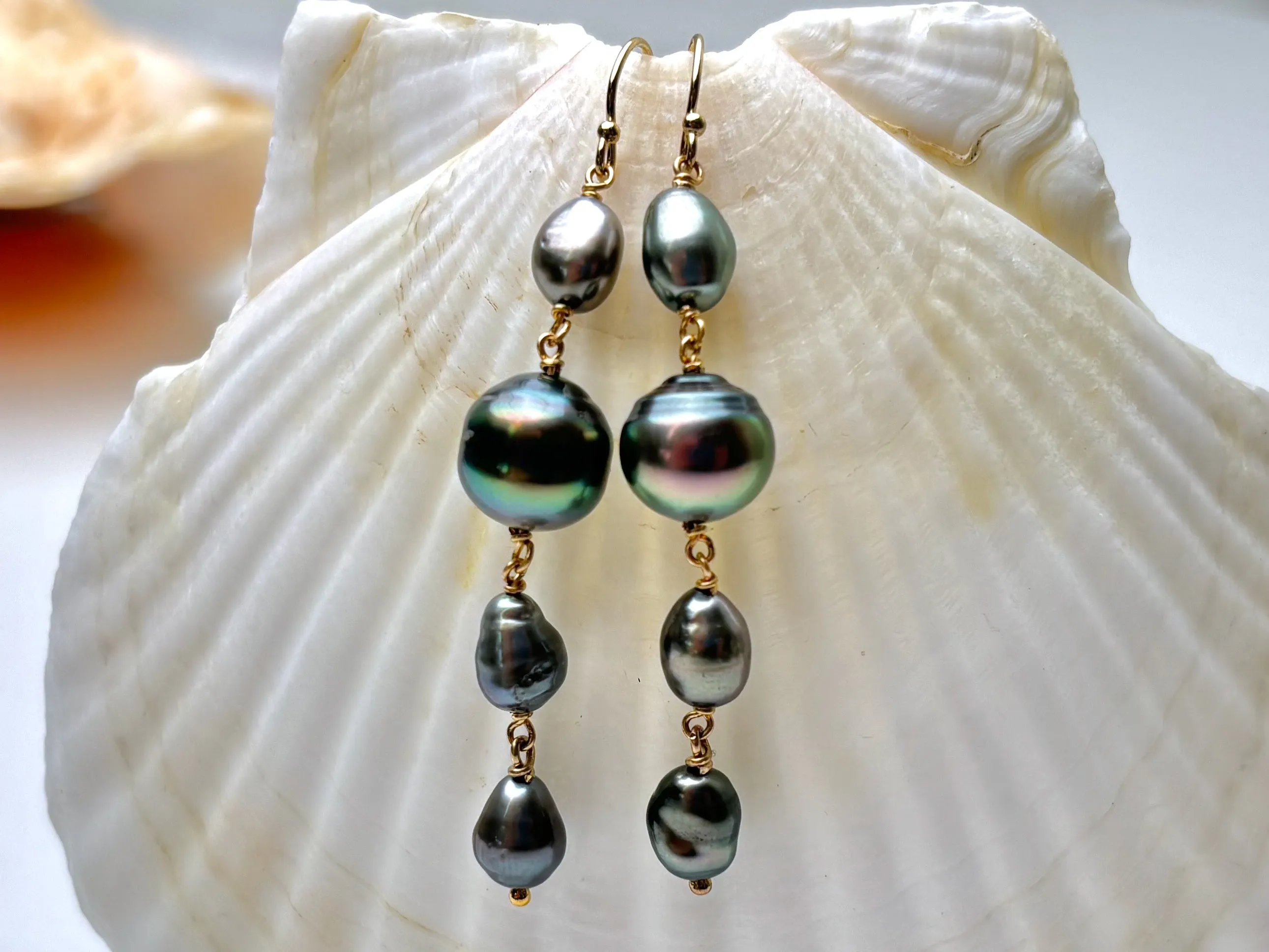 Tahitian pearl medley dangle earrings